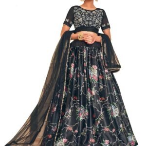 Black Color Indian Fancy Work Lehenga, Designer Printed Stylish Womens Lehenga, Beautiful Womens Lehenga, Lehenga From Rajasthani Bazar