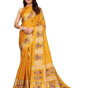 Women's latest Art Silk and Tassels Saree with unstitched Blouse Material (AZ-YS-P1-NAFIZA YELLOW)