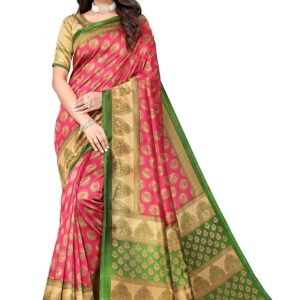 Women's Jacquard Art Silk Standard Length Saree (Alifa Pink_R